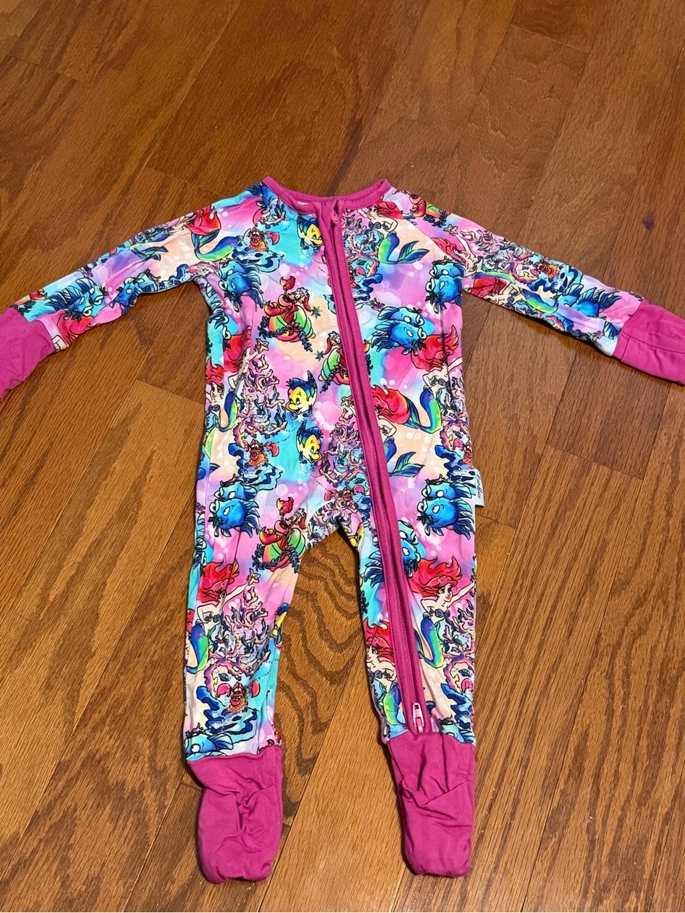 Kids One-Piece Footed Pajamas in Pink Multicolor
